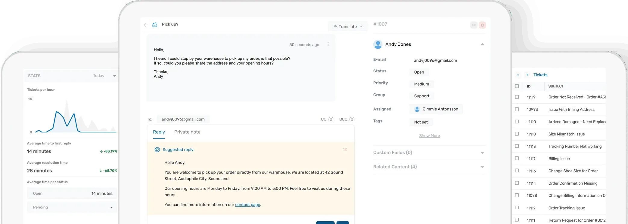 Deskhero shared inbox and ticket view